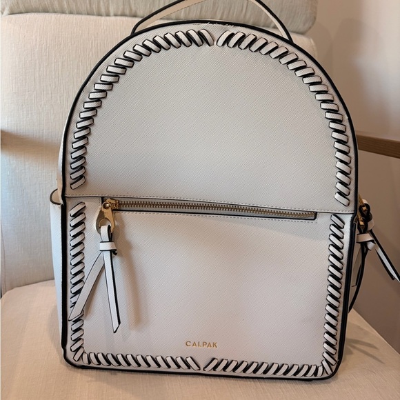 Calpak Handbags - Calpak Cream Backpack with Black Detailing
